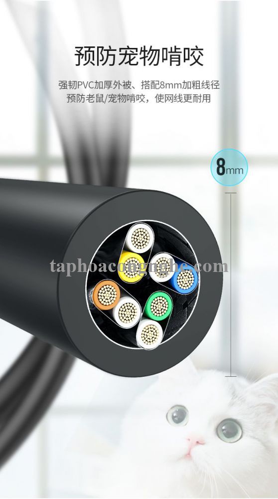 Ugreen 70172 5M CAT8 màu đen 24AWG S/FTP cáp mạng 2000Mhz bọc chống nhiễu NW121 30070172